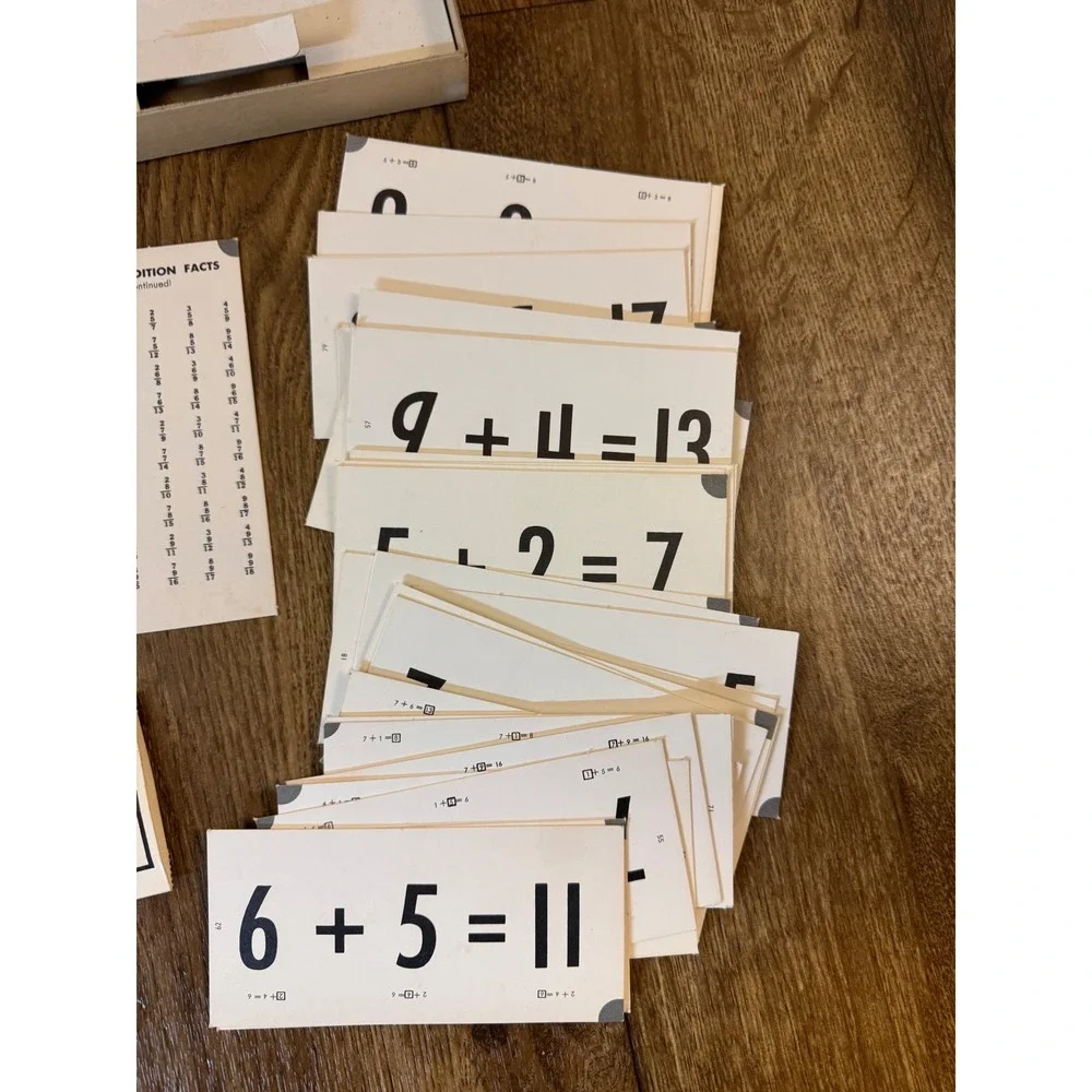 Ed-U-Cards Math Addition Flash Cards Kids Good Vintage 1966 Sliding Number Cover